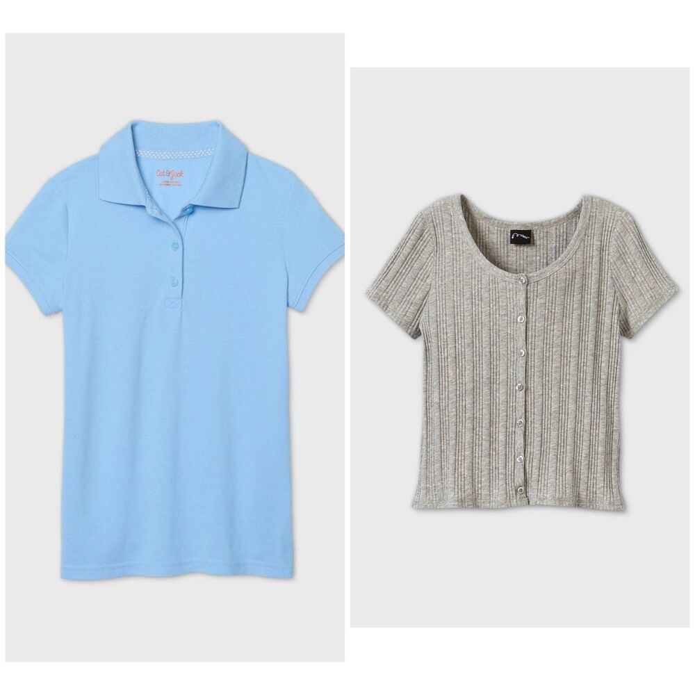 Cat & Jack New Art Class Blue Pique Polo Gray Top Bundle Size s 6 / 6X